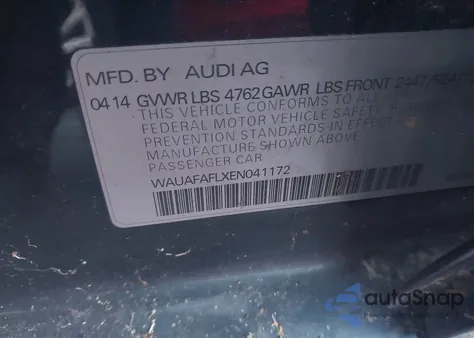 2014 Audi A4 2.0T Premium from USA, damaged, VIN WAUAFAFLXEN041172